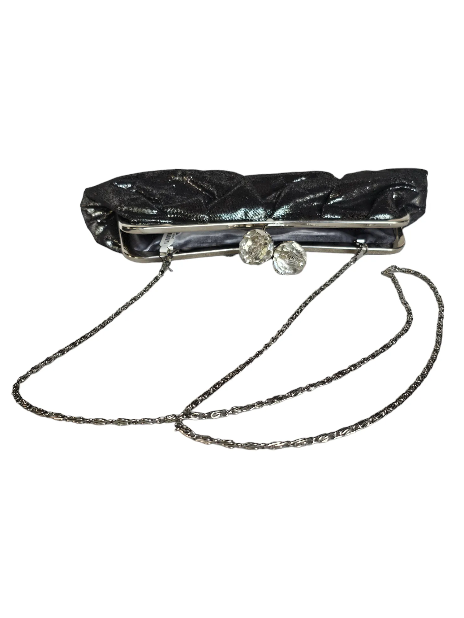Silver Crystal Snap Clutch