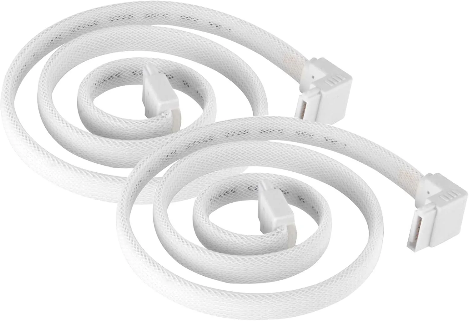 SilverStone Technology CP08W 90 Degree SATA 3 Sleeved White Cable with EMI Guard for 6Gb/s 2-Pack, SST-CP08W-USA-2PACK