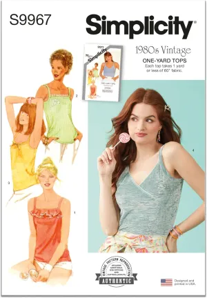 Simplicity SS9967A Vintage 1980's Misses' Pullover Knit Tops Sewing Pattern Packet, Design Code S9967, Sizes 6-8-10-12-14, Multicolor