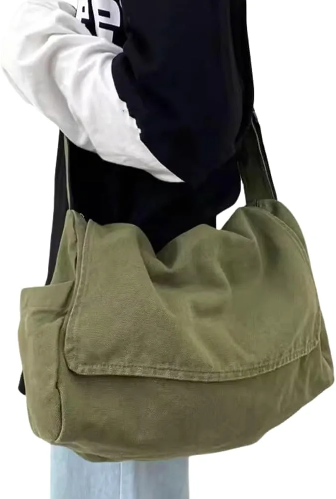 Single shoulder backpack for men and women with diagonal crossing. Postman's class diagonal crossing bag (Green)