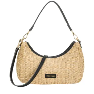 Single Strap Curved Top Baguette Bag - Black