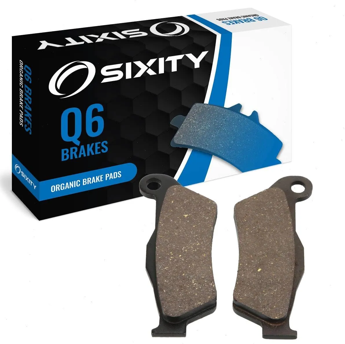 Sixity Q6 Front Organic Brake Pads compatible with Husqvarna TC510 48mm Marzocchi forks 95mm Caliper Mount Centers 2004 Complete Set