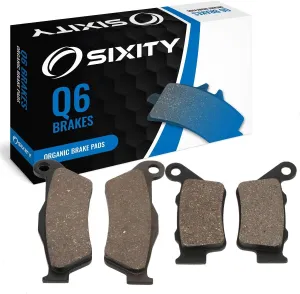 Sixity Q6 Front Rear Organic Brake Pads compatible with Husqvarna SM 125 45mm Marzocchi forks 60mm Caliper Centers 2000 Complete Set