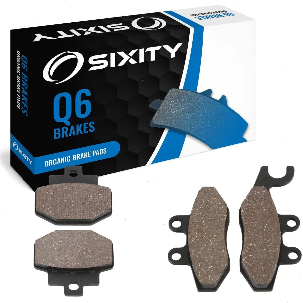 Sixity Q6 Front Rear Organic Brake Pads compatible with Vespa GTS 250 2006-2009 Complete Set