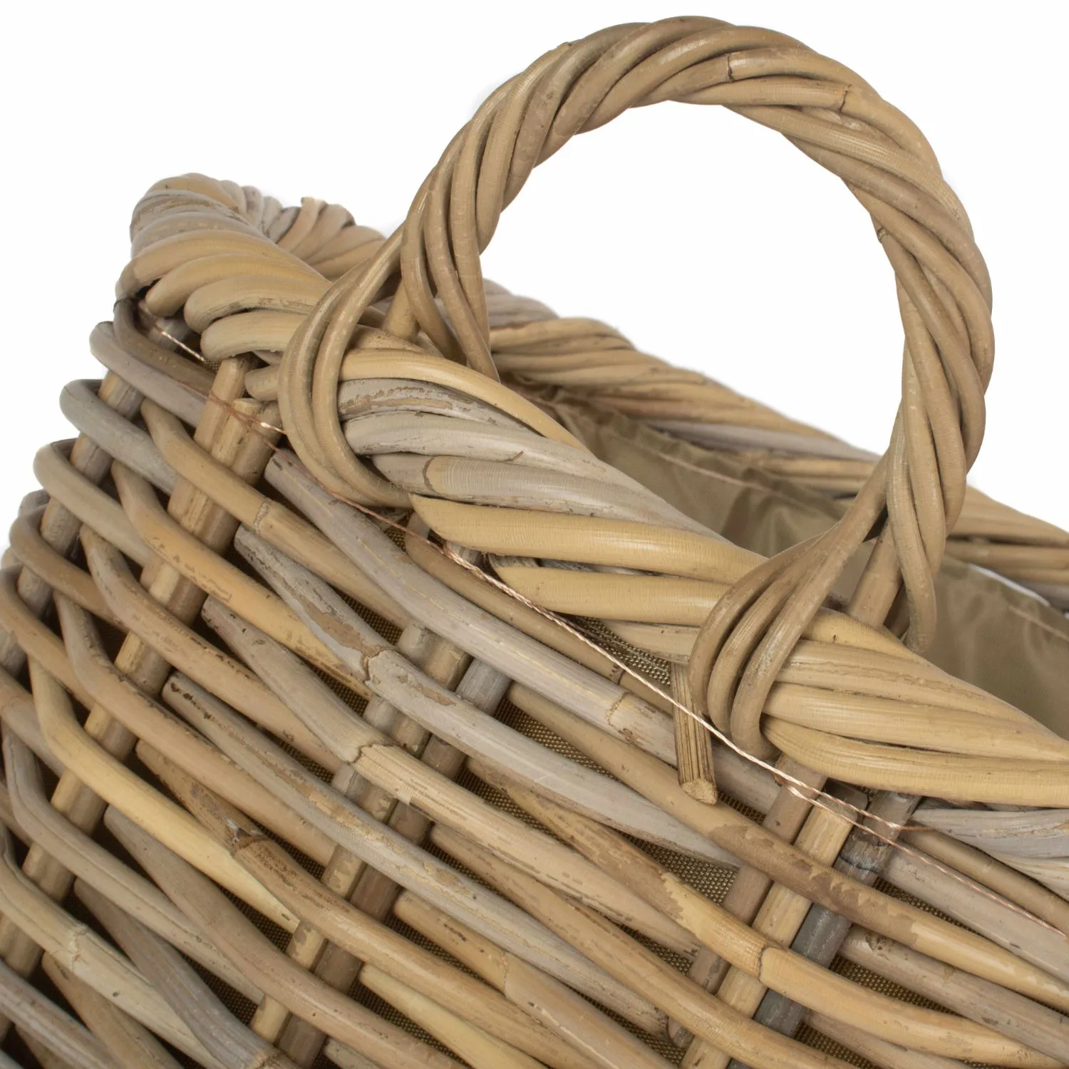 Size 3 Oval Rattan Storage/log Basket With Cordura Lining