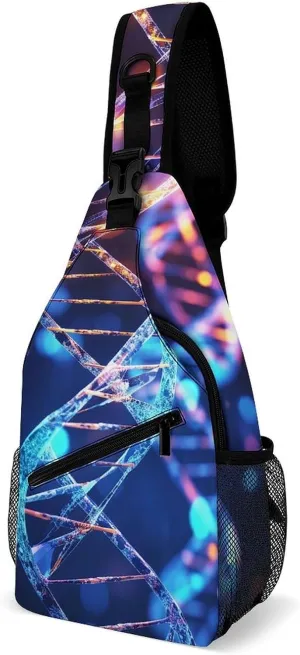 Sling Bag DNA Genetic Helix Printed Crossbody Backpack for Men Women Sling Backpack Hiking Daypack Multipurpose Cross Body Chest Bag Multi-Pocket Design