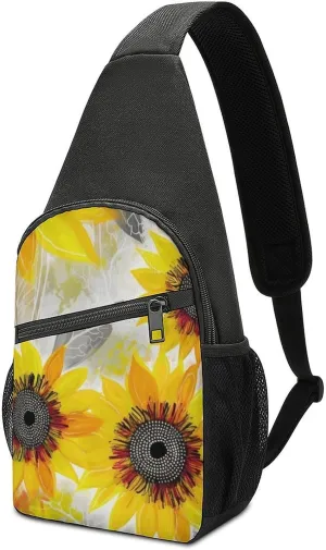 Sling Bags Abstract Sunflowers Chest Bag for Men Women Shoulder Bag for Travel Sport Chest Pack