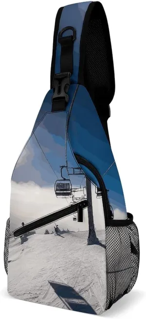 Sling Bags Ski Lift at Sunshine Chest Bag for Men Women Shoulder Bag for Travel Sport Chest Pack