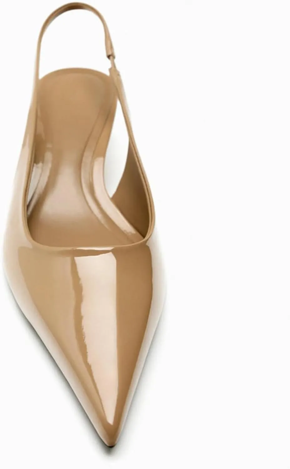 Slingback Kitten Heels for Women Pointed Toe Pumps Metallic Silver Heels