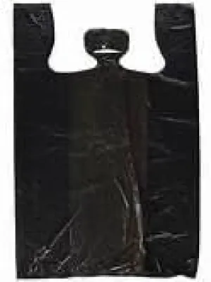 Small 8”x4”x16” Black 15 micron T Shirt Bags w Handles 1000ct From Capital Fresh LLC