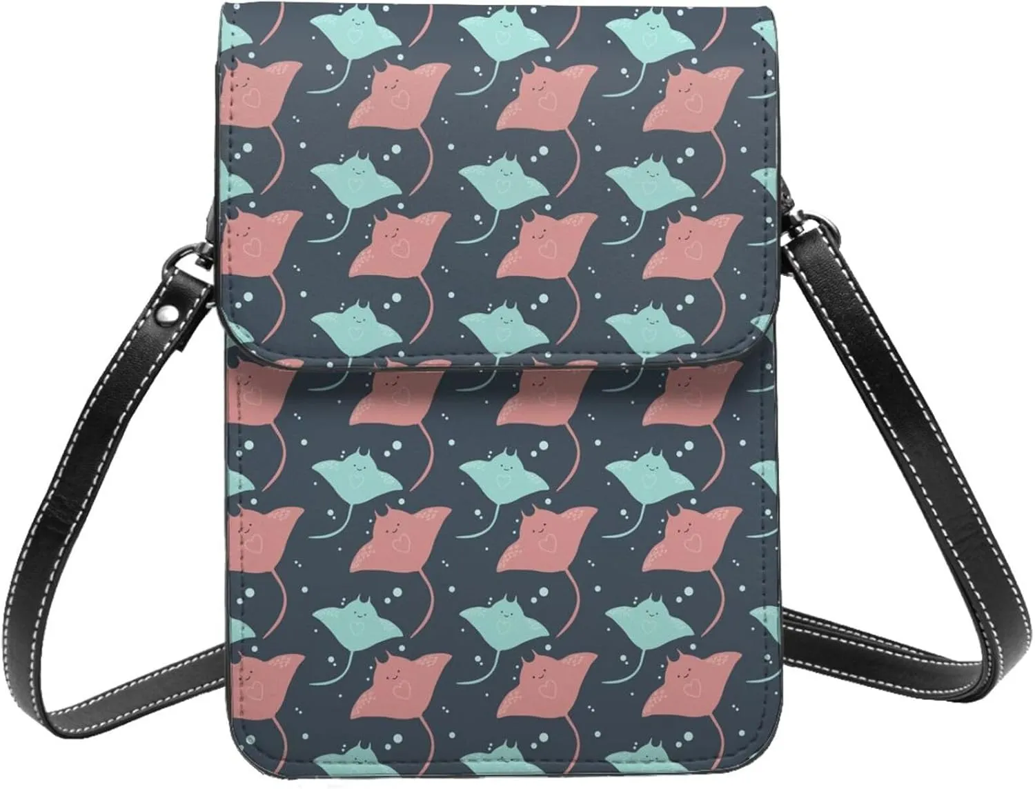 Small Crossbody Bags for Women, Leather Cute Stingrays Polka Dots Cell Phone Cross Body Bag Wallet Purses