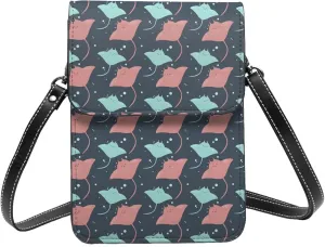 Small Crossbody Bags for Women, Leather Cute Stingrays Polka Dots Cell Phone Cross Body Bag Wallet Purses