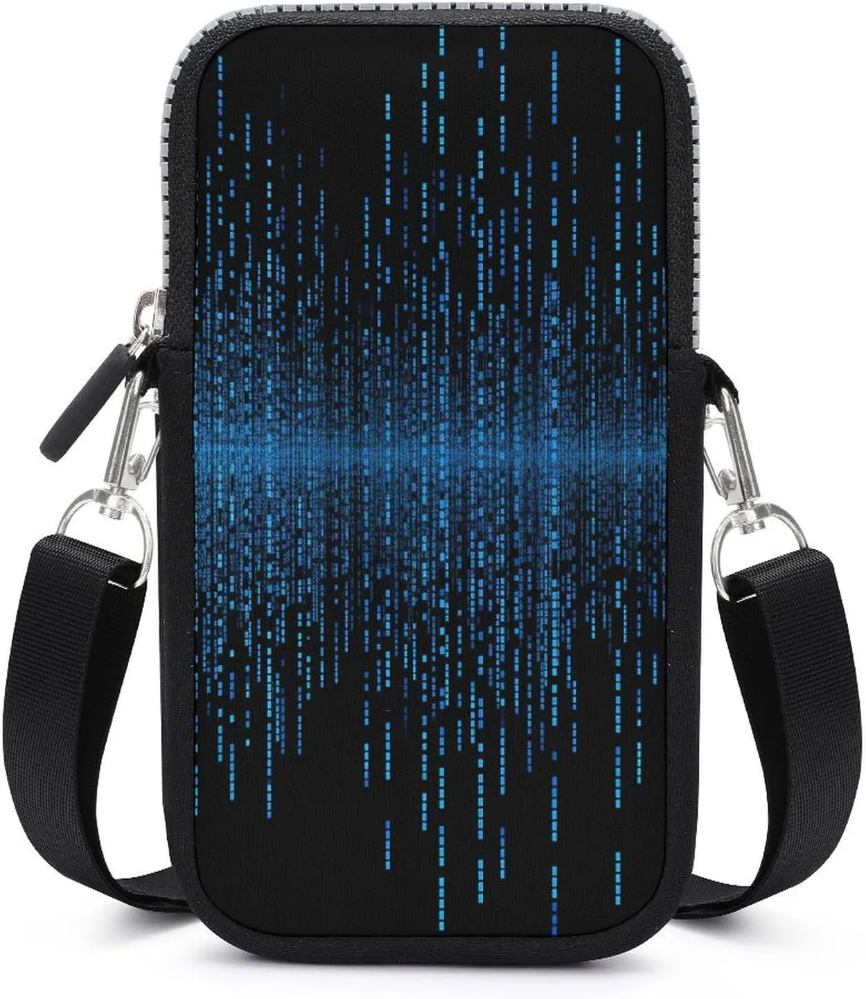Small Crossbody Bags for Women,Blue Binary Matrix Print Mobile Phone Bag,Trendy Cross Body Cell Phone Purse Shoulder Bag