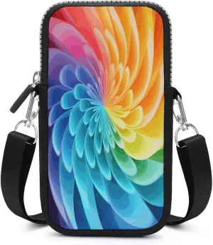 Small Crossbody Bags for Women,Rainbow Dynamic Print Mobile Phone Bag,Trendy Cross Body Cell Phone Purse Shoulder Bag
