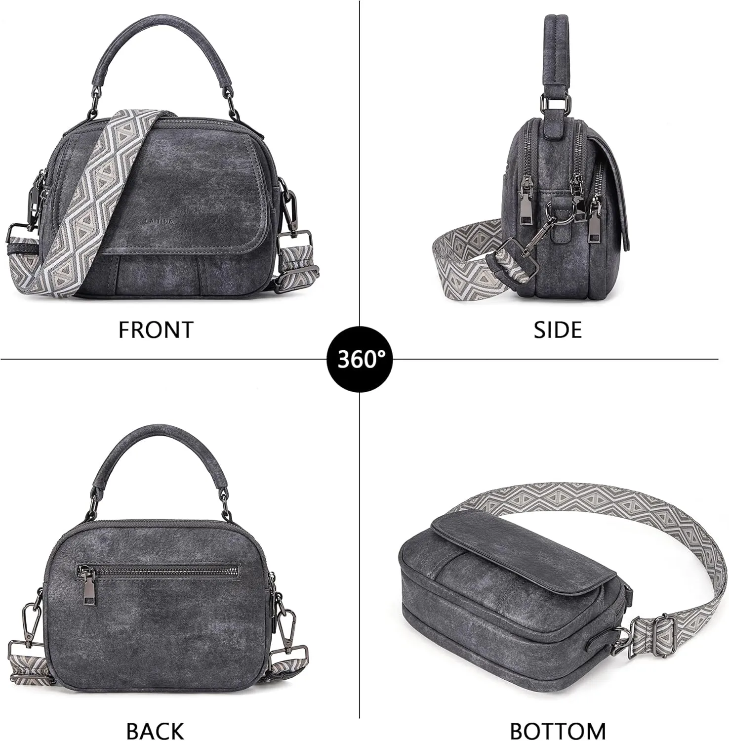 Small Crossbody Bags Purse for Women,Vegan Leather Shoulder Handbags Women Top Handle Satchel Bag with 2pcs Strap