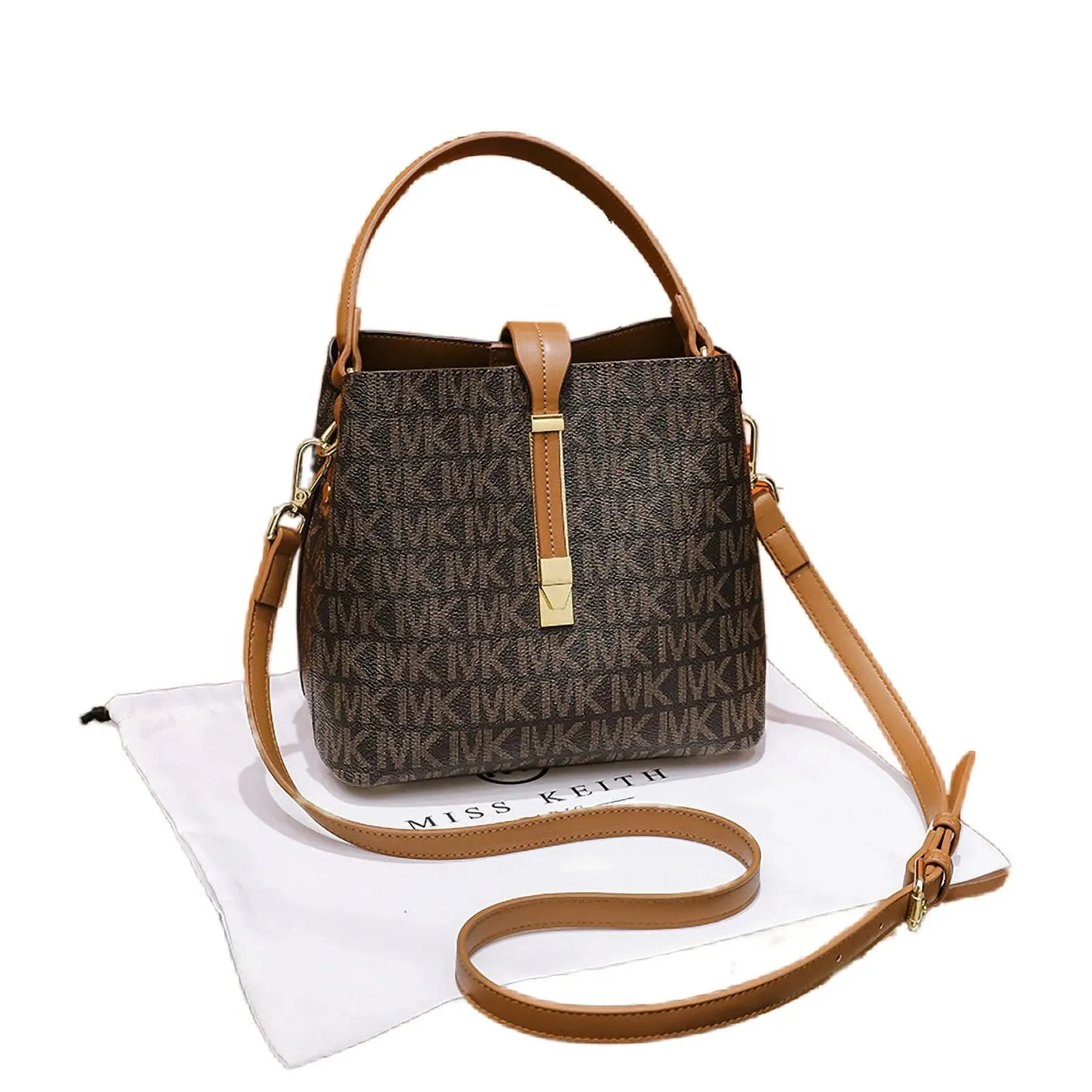 Small Festivals Secure platform Bag Ladies Gifts Girls Bag for Bucket Handbag Women and Women'S a Detailed Brown Simplicity Crossbody Shoulder Fashion Summer for