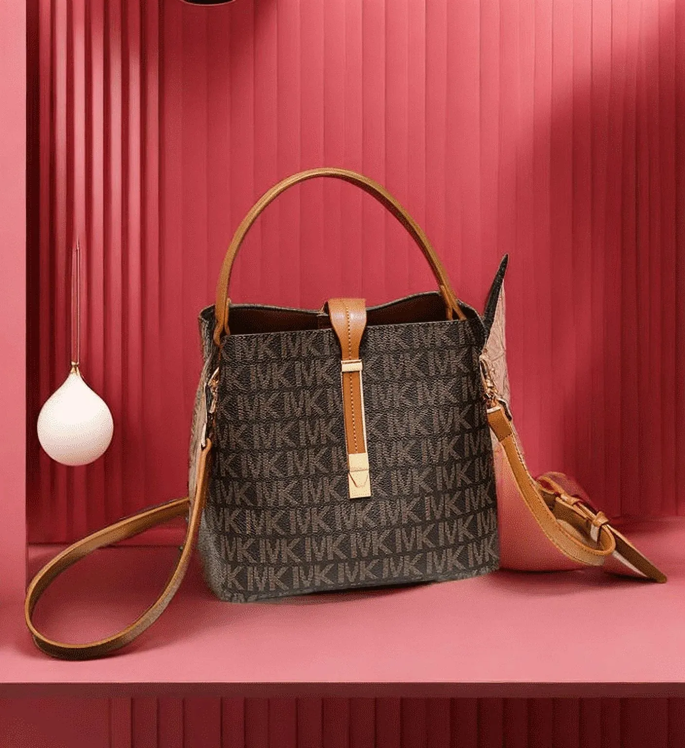 Small Festivals Secure platform Bag Ladies Gifts Girls Bag for Bucket Handbag Women and Women'S a Detailed Brown Simplicity Crossbody Shoulder Fashion Summer for