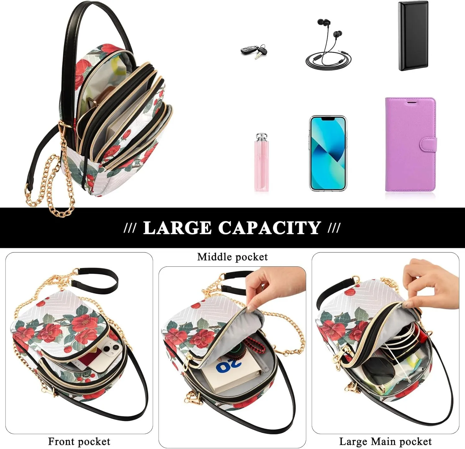 Small Handbag Crossbody Bag for Women Quilted Bags Shoulder Purse Phone Wallet Chain Bag