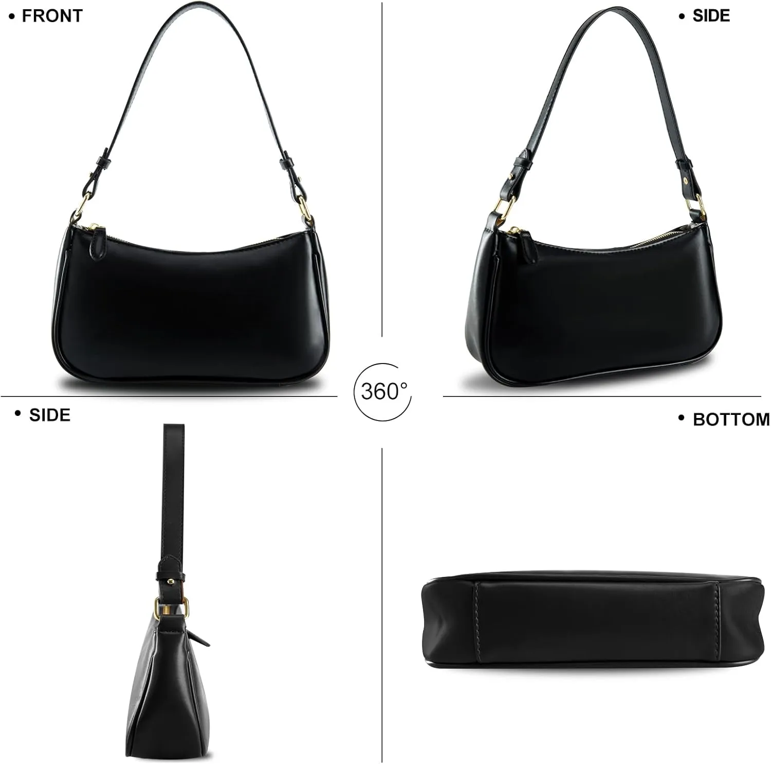 Small Shoulder Bag for women Clutch Purse Handbag with 2 Removable Straps and Zipper Closure Crossbody Bags