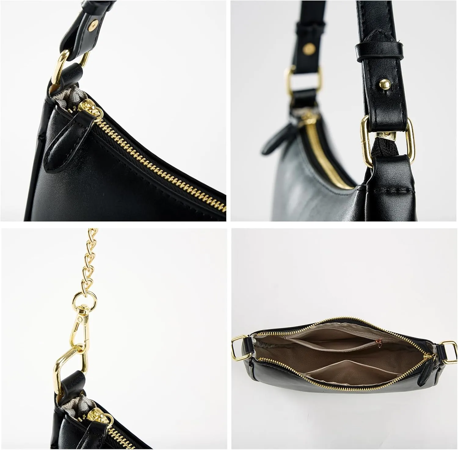 Small Shoulder Bag for women Clutch Purse Handbag with 2 Removable Straps and Zipper Closure Crossbody Bags