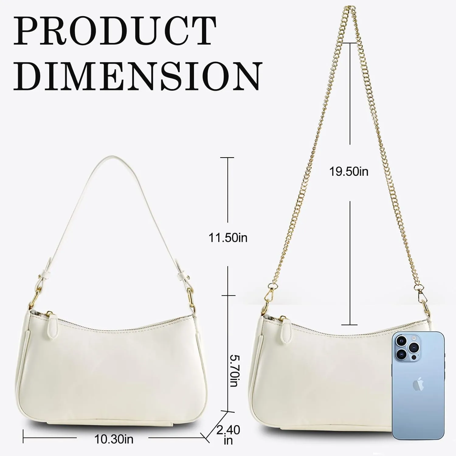 Small Shoulder Bag for women Clutch Purse Handbag with 2 Removable Straps and Zipper Closure Crossbody Bags
