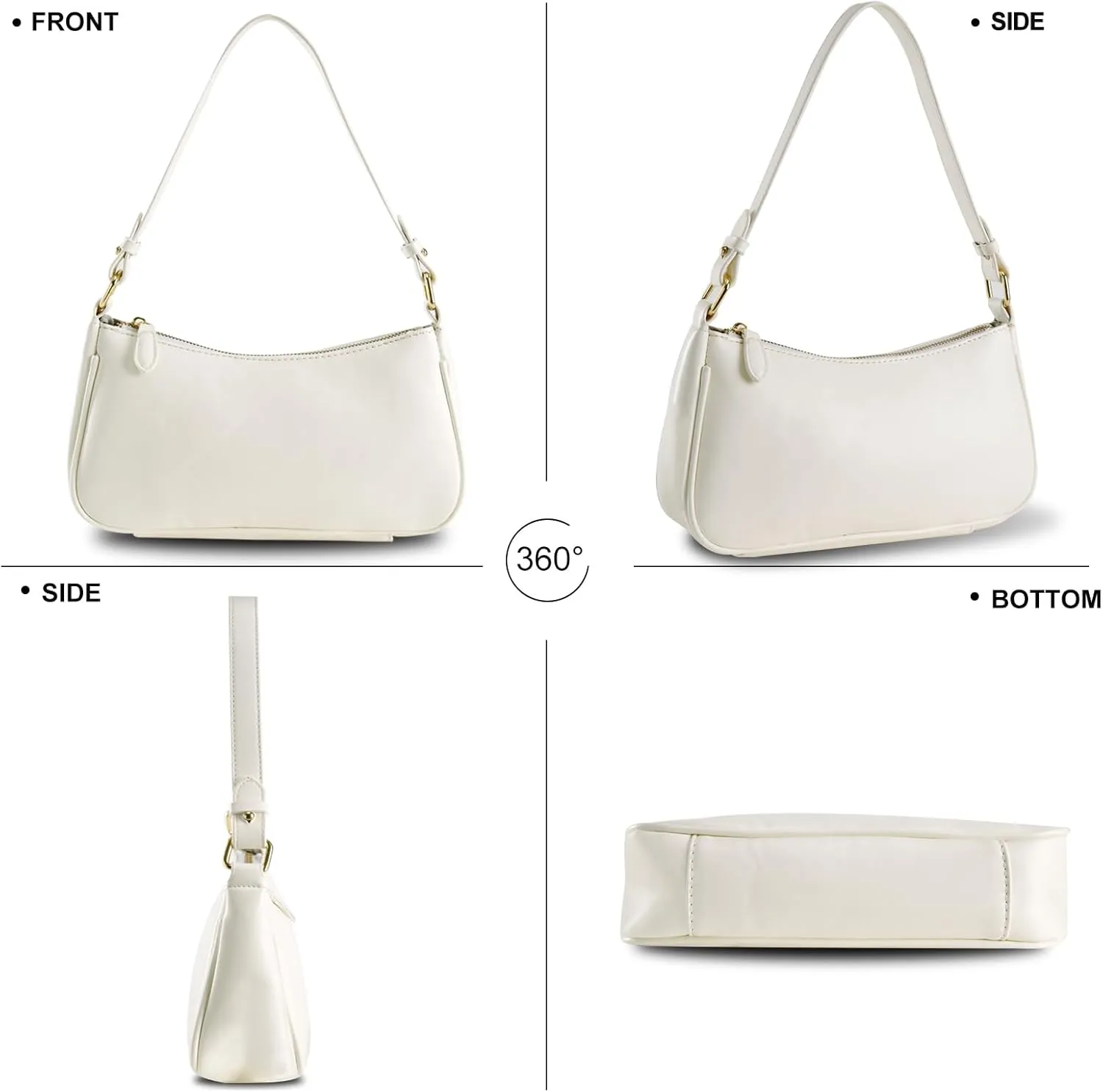 Small Shoulder Bag for women Clutch Purse Handbag with 2 Removable Straps and Zipper Closure Crossbody Bags