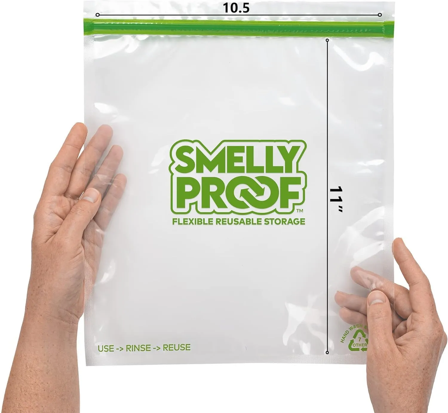 Smelly Proof 50pk Reusable Food Storage Bags - Made in USA, Dishwasher-Safe, BPA FREE, NO PEVA, XL Clear FLAT 10.5" x 12"