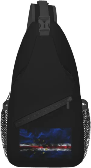 Smoke Style Flag Of Cape Verde Crossbody Bags For Women Men Chest Backpack Gym Shoulder Bag Travel Outdoor Sports Casual Crossbody Bags