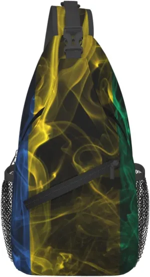 Smoke Style Flag Of Gabon Crossbody Bags For Women Men Chest Backpack Gym Shoulder Bag Travel Outdoor Sports Casual Crossbody Bags