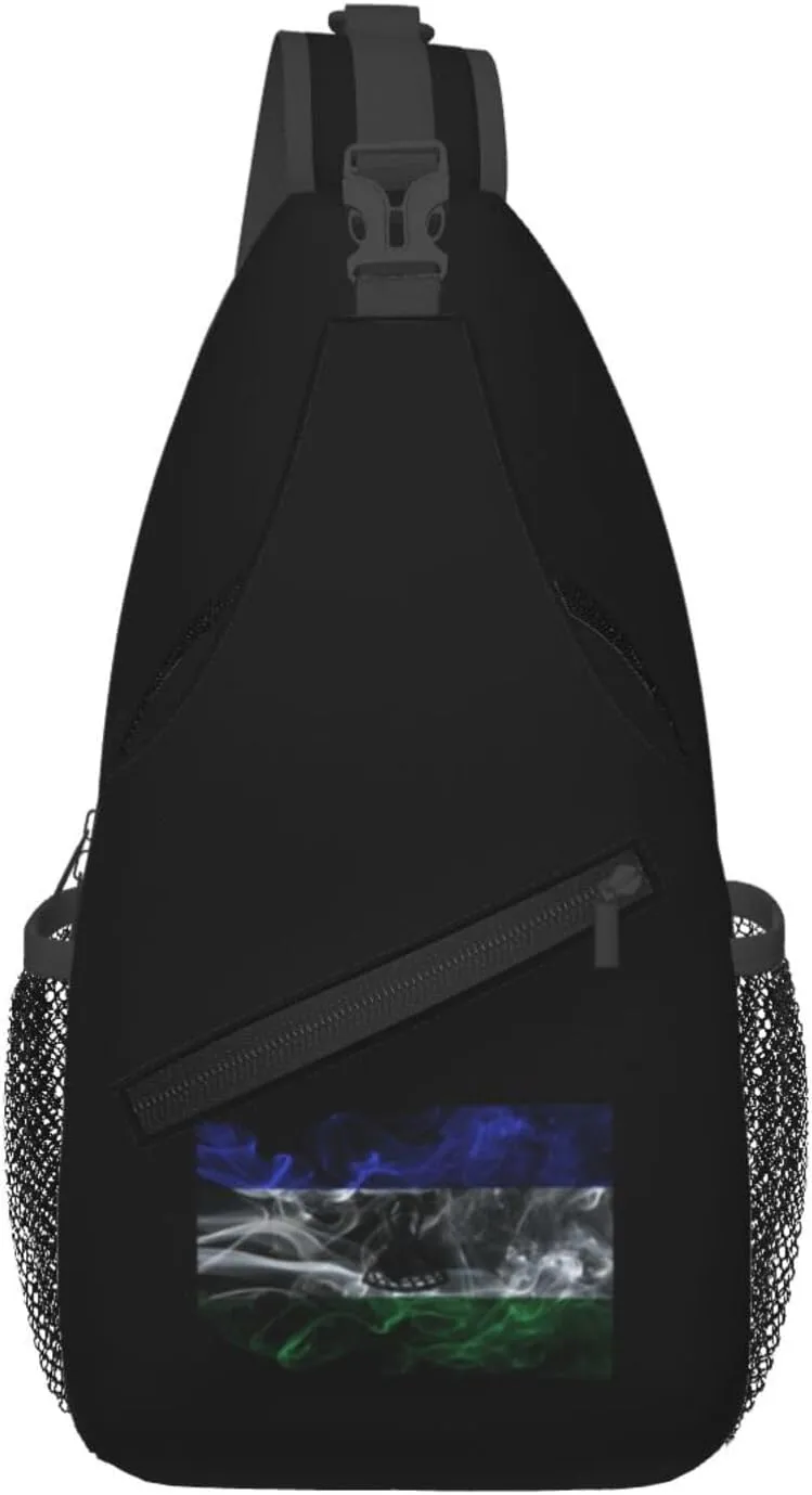 Smoke Style Flag Of Lesotho Crossbody Bags For Women Men Chest Backpack Gym Shoulder Bag Travel Outdoor Sports Casual Crossbody Bags