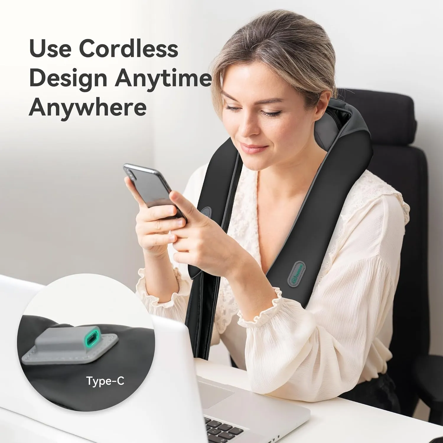 Snailax Cordless Neck Shoulder Massager with Soothing Heat, Upgarded 4D Deep Tissue Kneading, Shiatsu Back Massager Pillow for Neck, Traps, Back, Gifts for Men Women Mom Dad