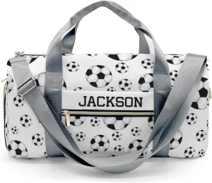 Soccer Balls White Personalized Duffel Bags Customized Multi-Function Travel Bag Gym Sports Bag Dance Ballet Overnight Carry On Weekend Bag