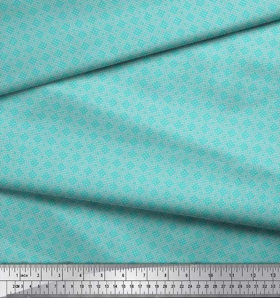 Soimoi Rayon Green Fabric - by The Yard - 56 Inch Wide - Knitted Sewing Shirting - Textile Charm with Knitted Sewing Patterns Printed Fabric