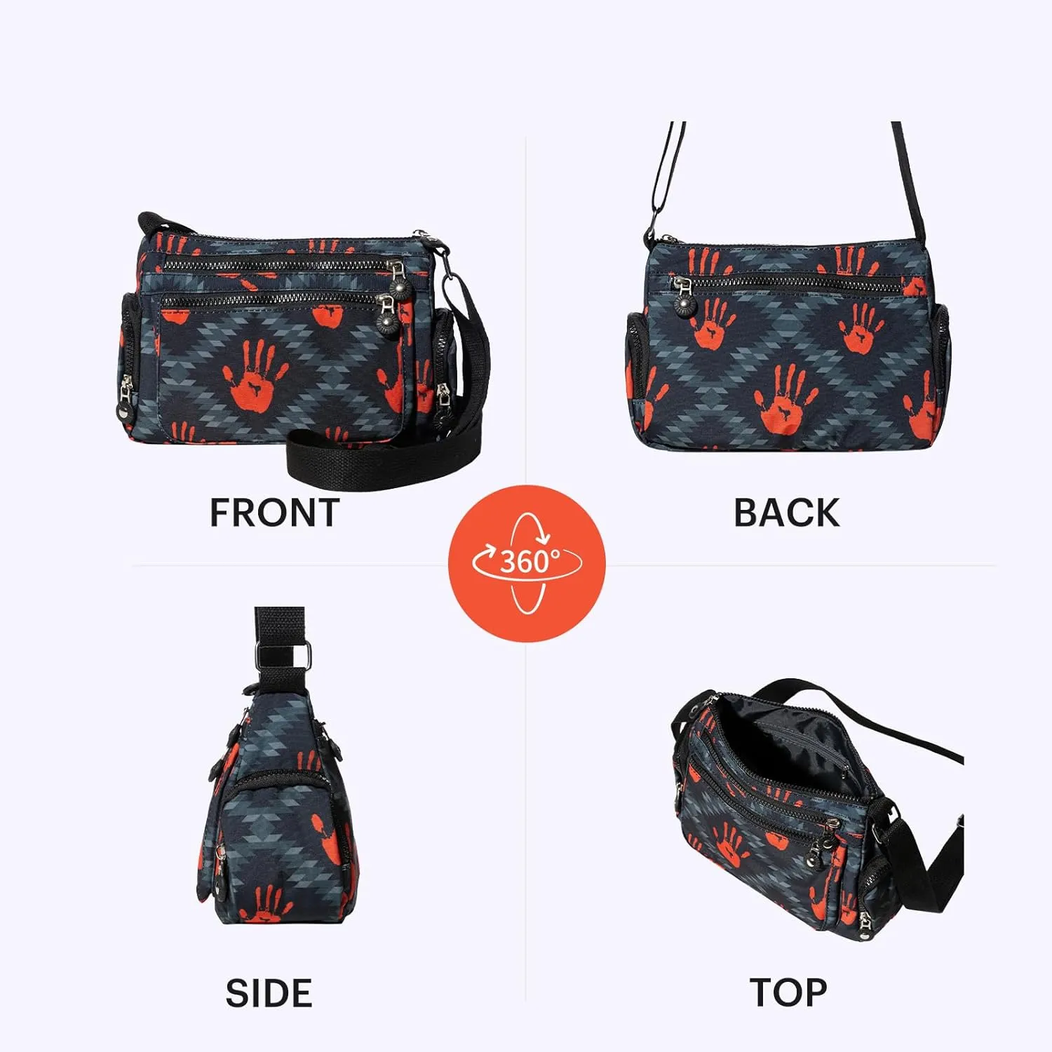 Southwest Crossbody Bag, Navajo Pattern, Roomy Multiple Pockets Bags, Shoulder Satchel Purse, with Adjustable Strap