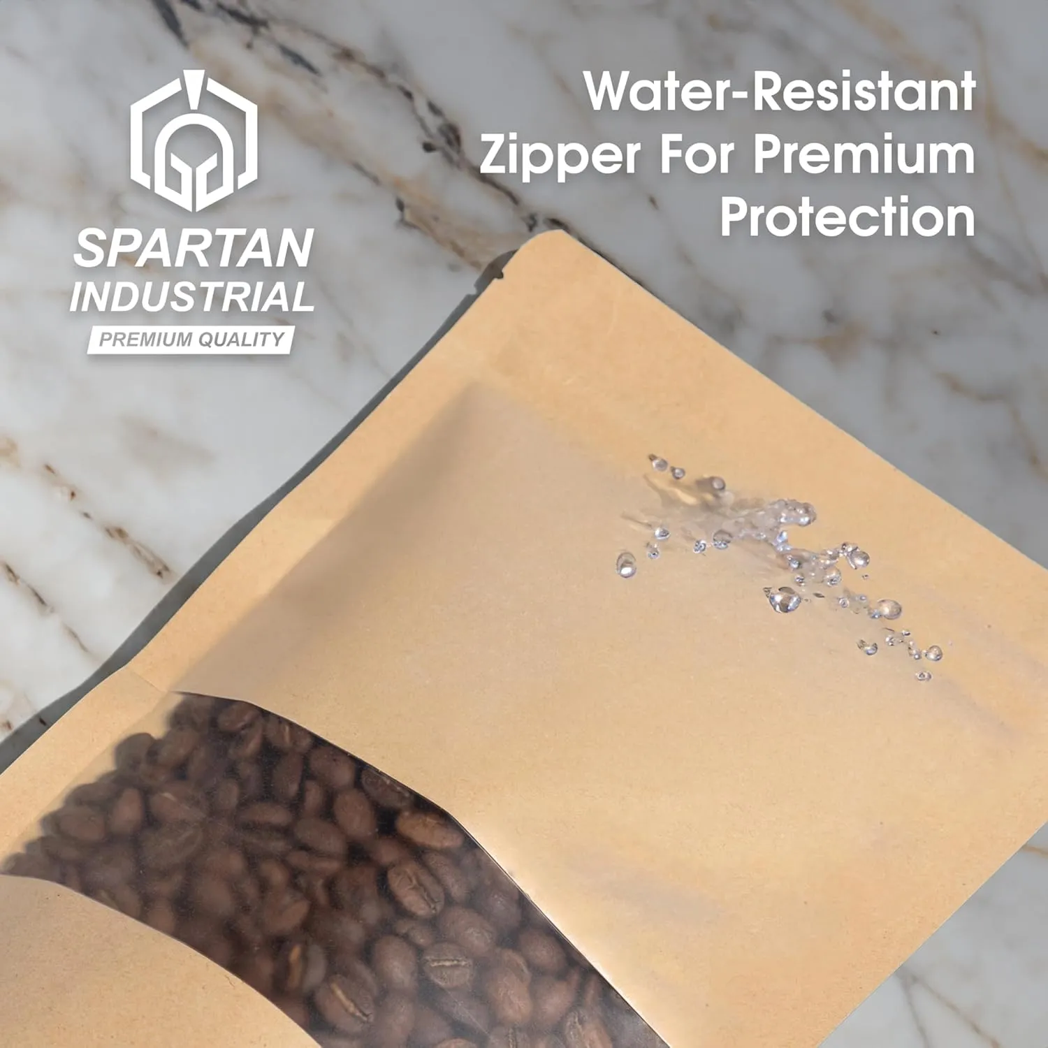 Spartan Industrial - 5" X 8" Kraft Zip Top Food Storage Bags - Pack of 1000 Smell-Proof Resealable Pouches for Packaging Coffee, Tea, Spices, Snacks, and More