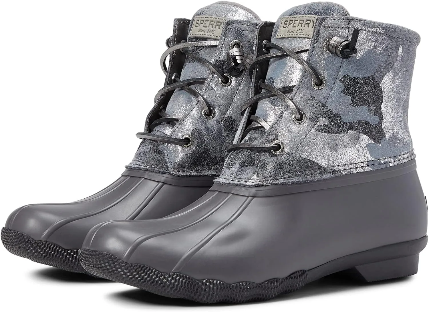 Sperry Women's Saltwater Boot, Metallic Camo Silver, 7.5 M US