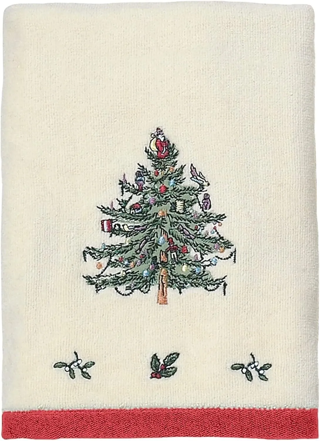 Spode - Hand Towel, Soft & Absorbent Cotton, Holiday Bathroom Decor Christmas Tree Collection