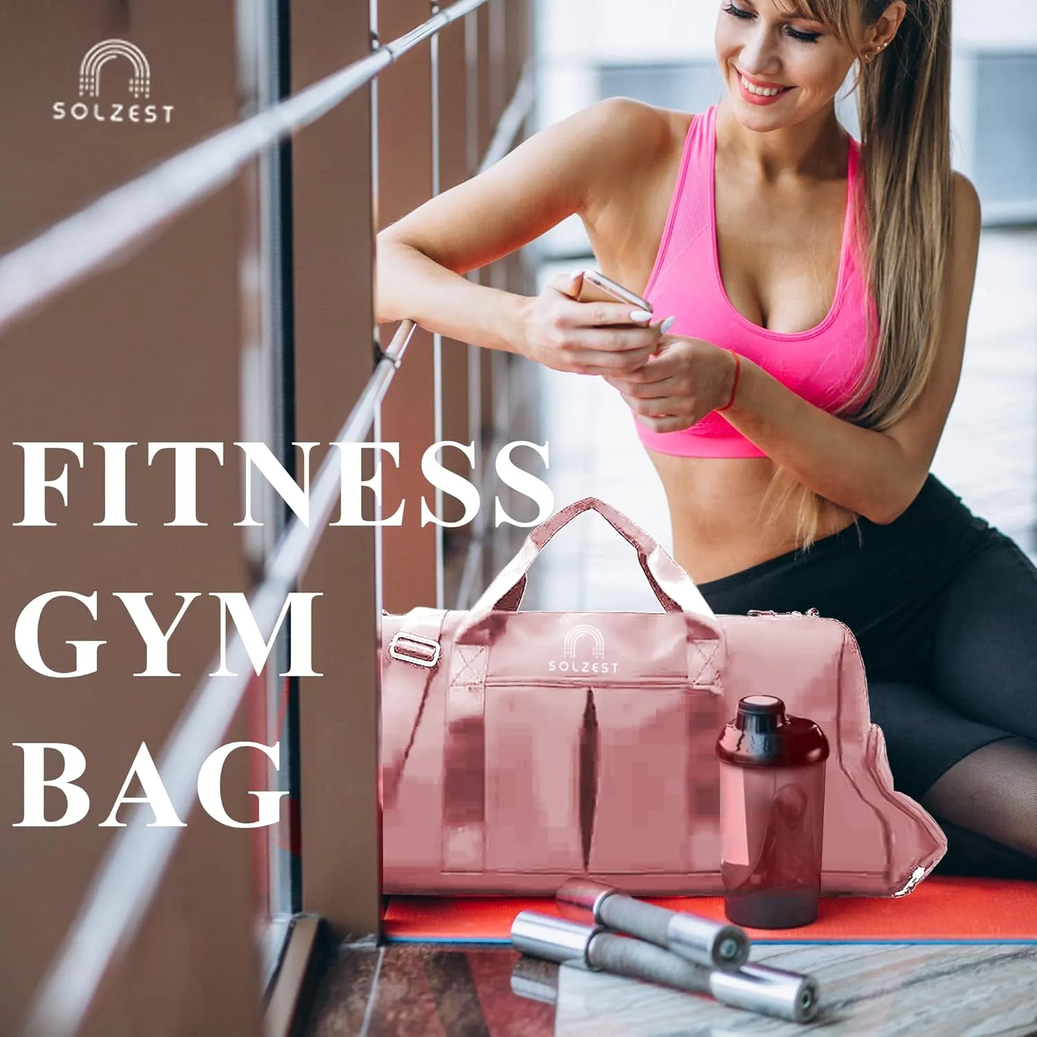 Sports Duffle Bags for Gym Women Girls, (Pink)