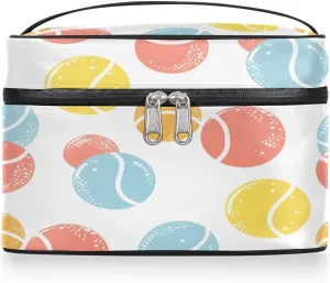 Sports - Tennis Makeup Bag, Portable Cosmetic Bag, Large Capacity Travel Toiletry Bag Wash Bag with Compartments and Handles- Cosmetic Case Organizer for Ladies Traveling