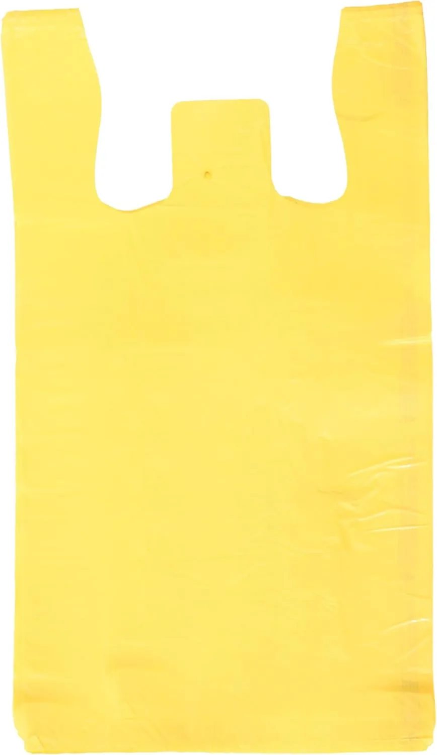 SSWBasics Yellow Plastic T-Shirt Shopping Bags - Case of 1,000-11 ½” x 6" x 21" -