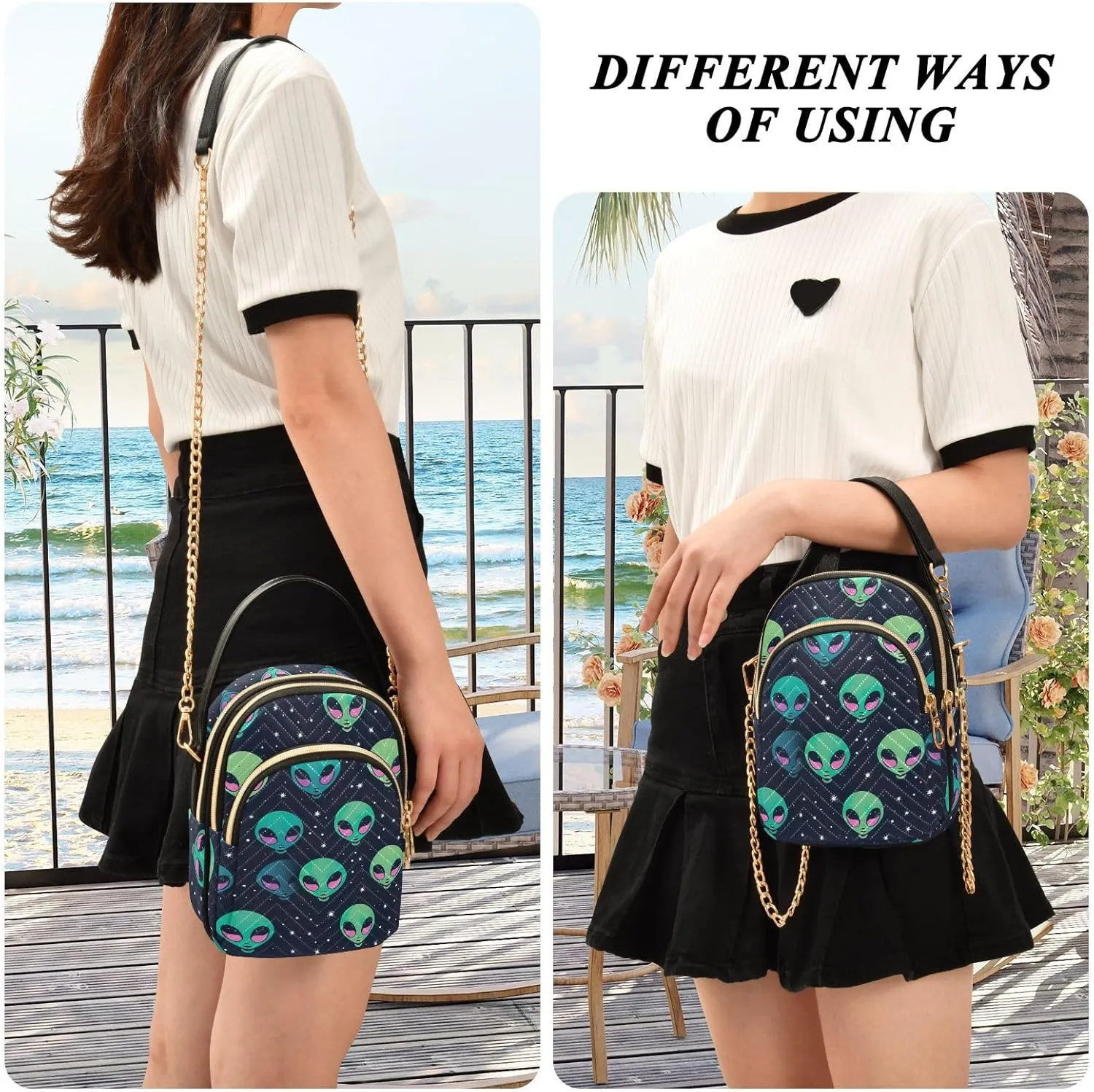 Stars and Moon Small Crossbody Bags for Women Detachable Strap Purses Travel Handbags 20850782