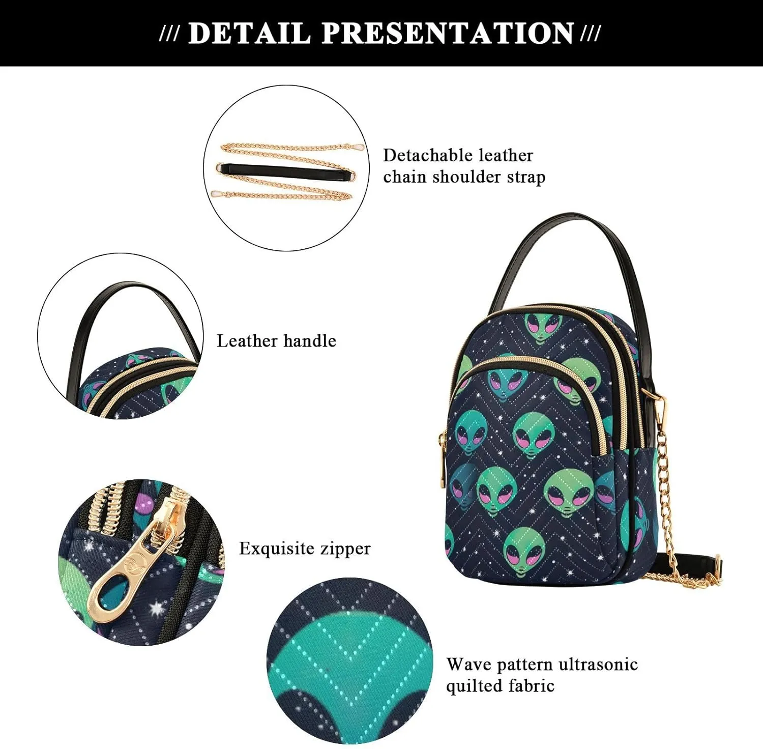 Stars and Moon Small Crossbody Bags for Women Detachable Strap Purses Travel Handbags 20850782