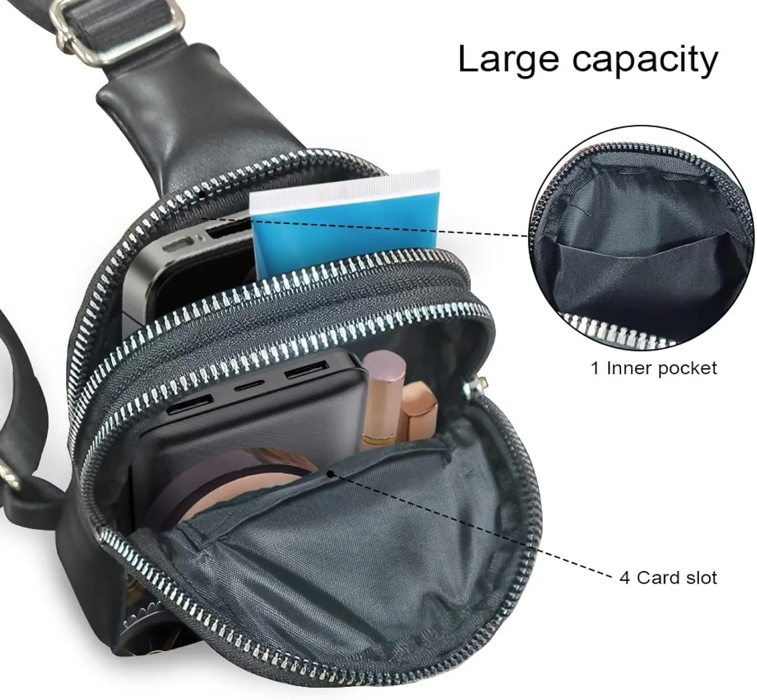 Steampunk Crossbody Bags for Women PU Leather Sling Bag, Mechanical Robotic Gears Chest Bags for Travel Running
