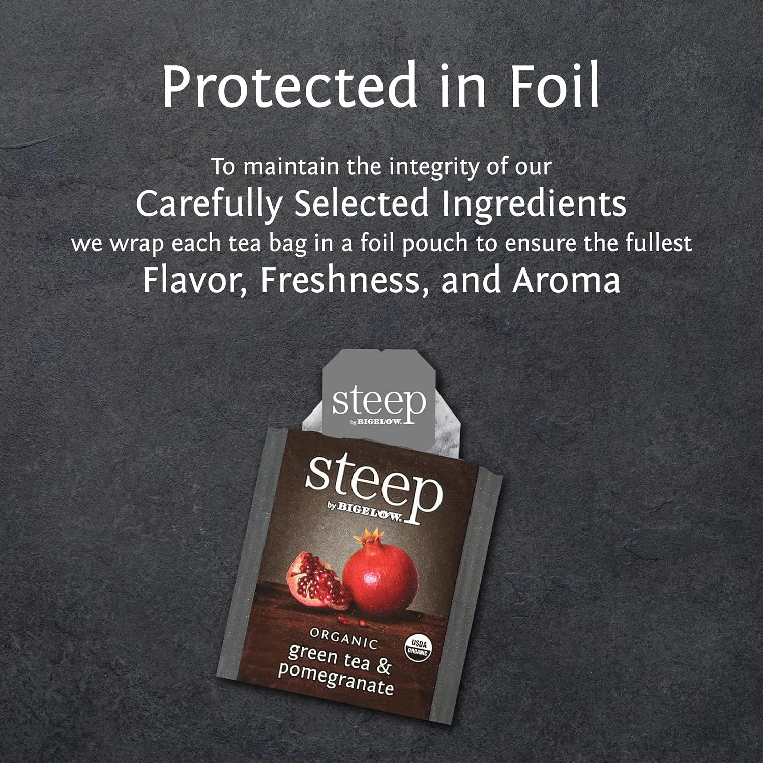 steep by Bigelow Organic Green Tea with Pomegranate, Caffeinated, 20 Count (Pack of 6), 120 Total Tea Bags
