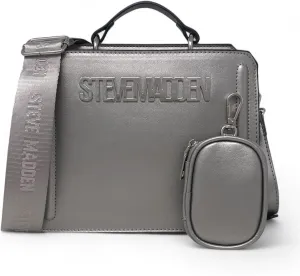 Steve Madden Women’s Metallic Bevelyn Bag (Pewter Metallic)