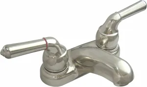 StoneCrest Dual Control 4" Non-Metallic Lavatory Faucet with Tea-pot Style Handles, Brushed Nickel Finish