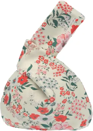 Stylish Cotton Japanese Pattern Wrist Bag Sleeve Knot Pouch Portable Canvas Tote Purse for Female, Women
