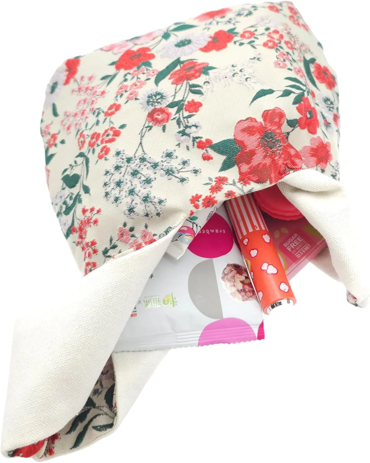 Stylish Cotton Japanese Pattern Wrist Bag Sleeve Knot Pouch Portable Canvas Tote Purse for Female, Women