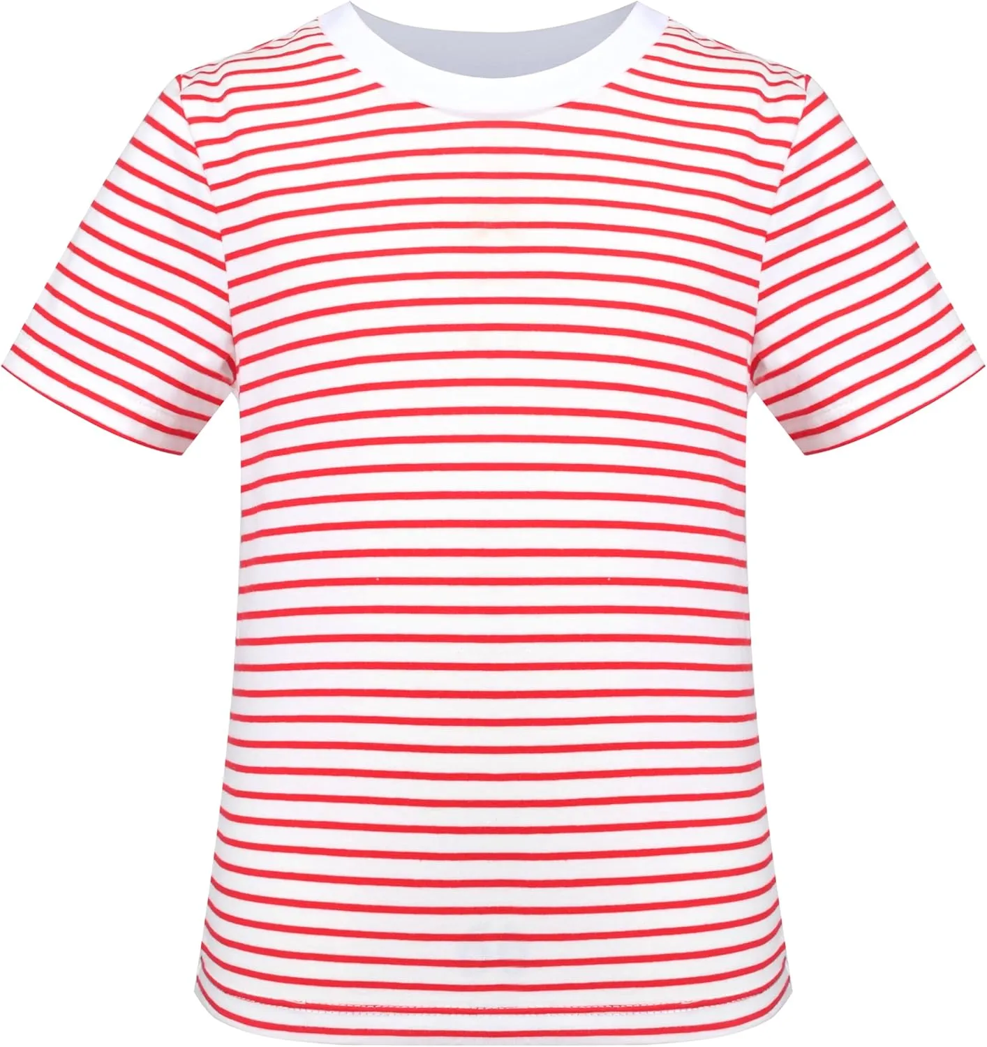 Sunny Fashion 2 Pack Girls T-Shirt Top Tee Solid Striped Basic Cozy Cotton Essential
