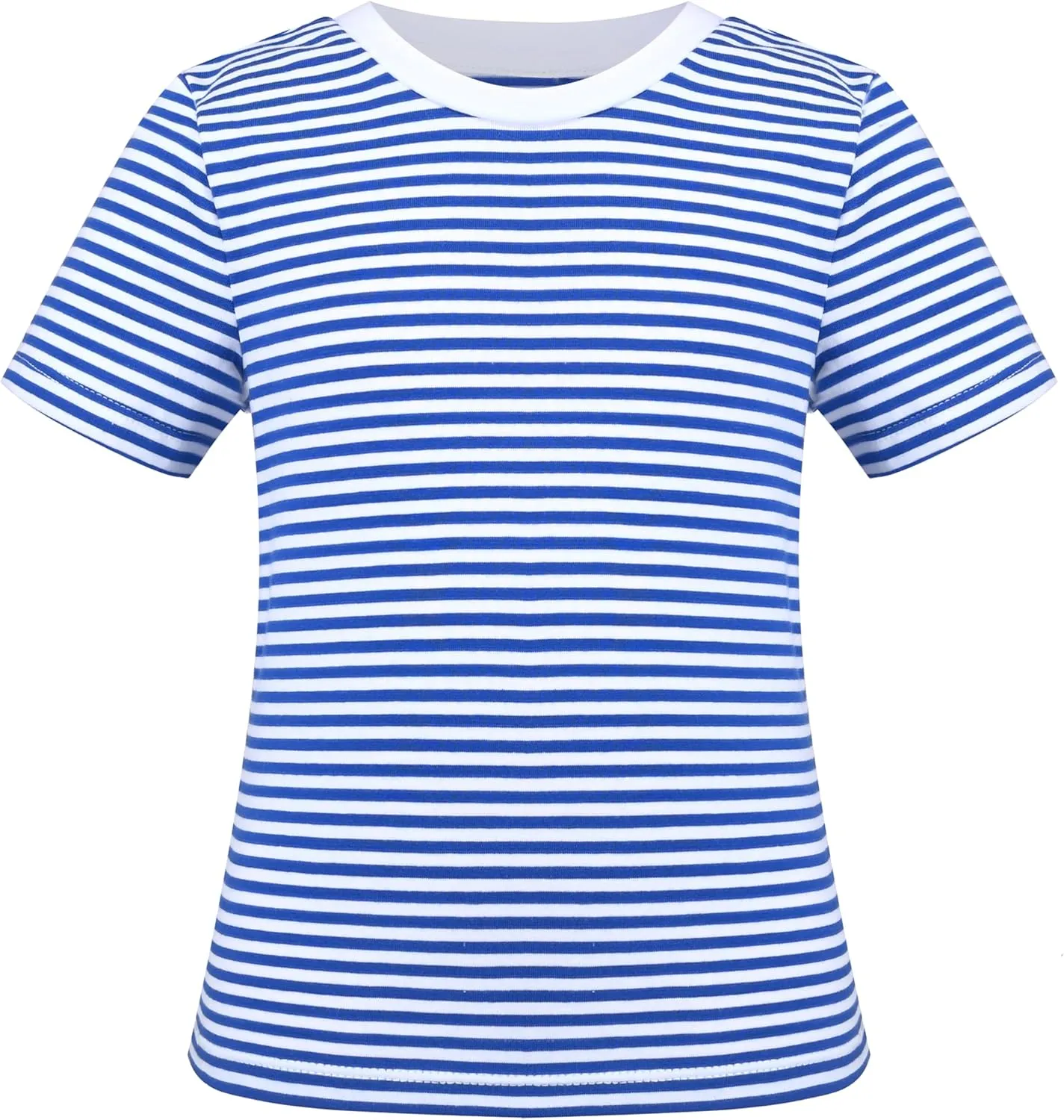 Sunny Fashion 2 Pack Girls T-Shirt Top Tee Solid Striped Basic Cozy Cotton Essential